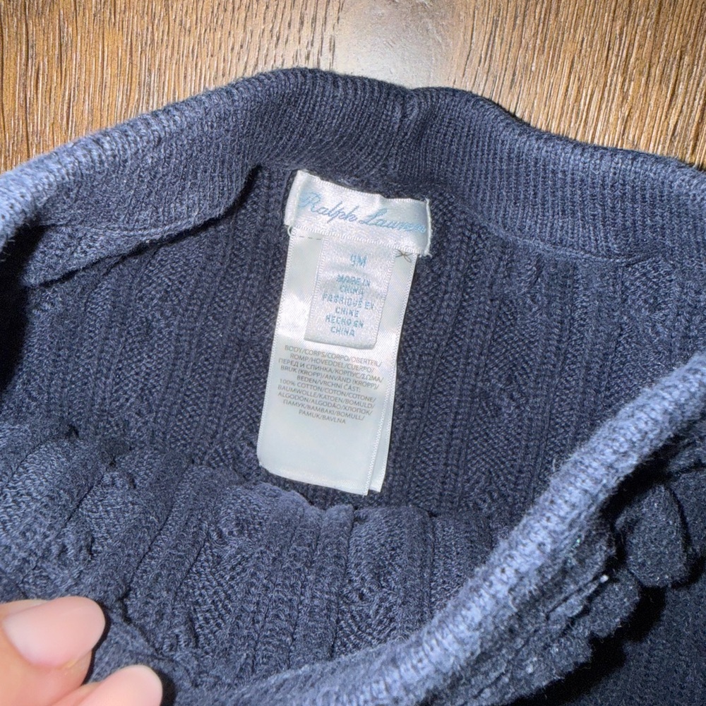 Ralph Lauren Navy Cable Knit Baby Cardigan & Pants Set - Picture 3 of 4